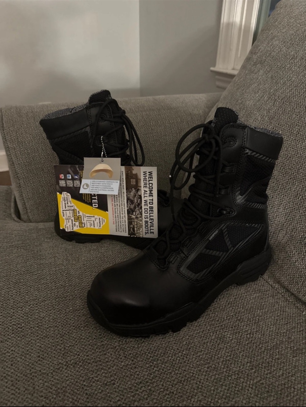 Men's Black Tactical Lace-Up Work Boots